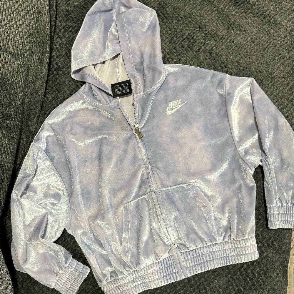 Nike 6x Girls Velour Zip Hoodie Jacket Soft Violet Purple